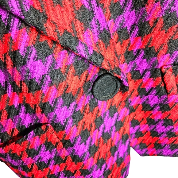 Albert Nipon Wool Houndstooth Plaid Blazer, size 16 - Picture 5 of 7